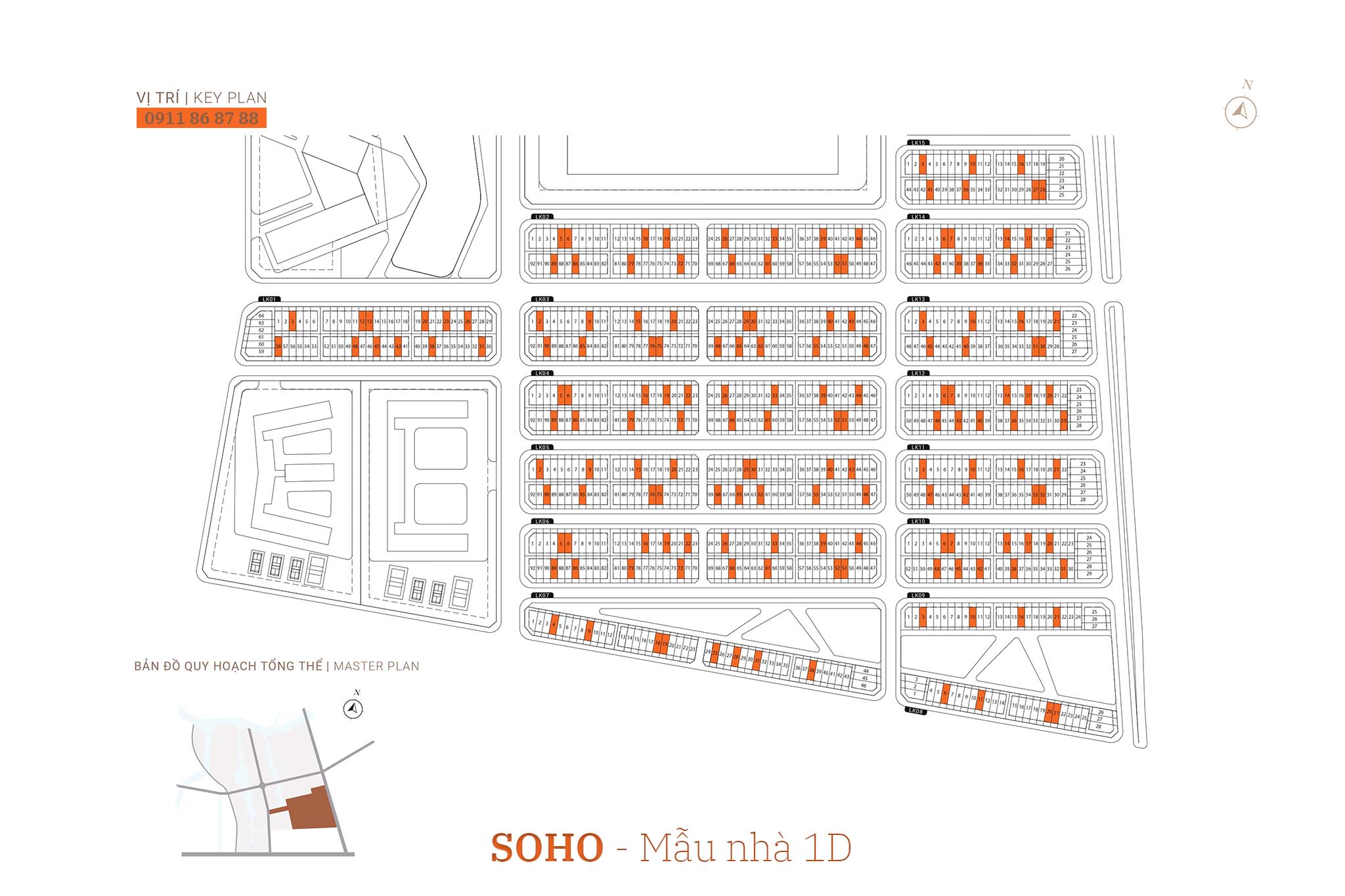 Nhà phố The Global City | Mặt bằng thiết kế nhà phố SOHO - Mẫu nhà 1D