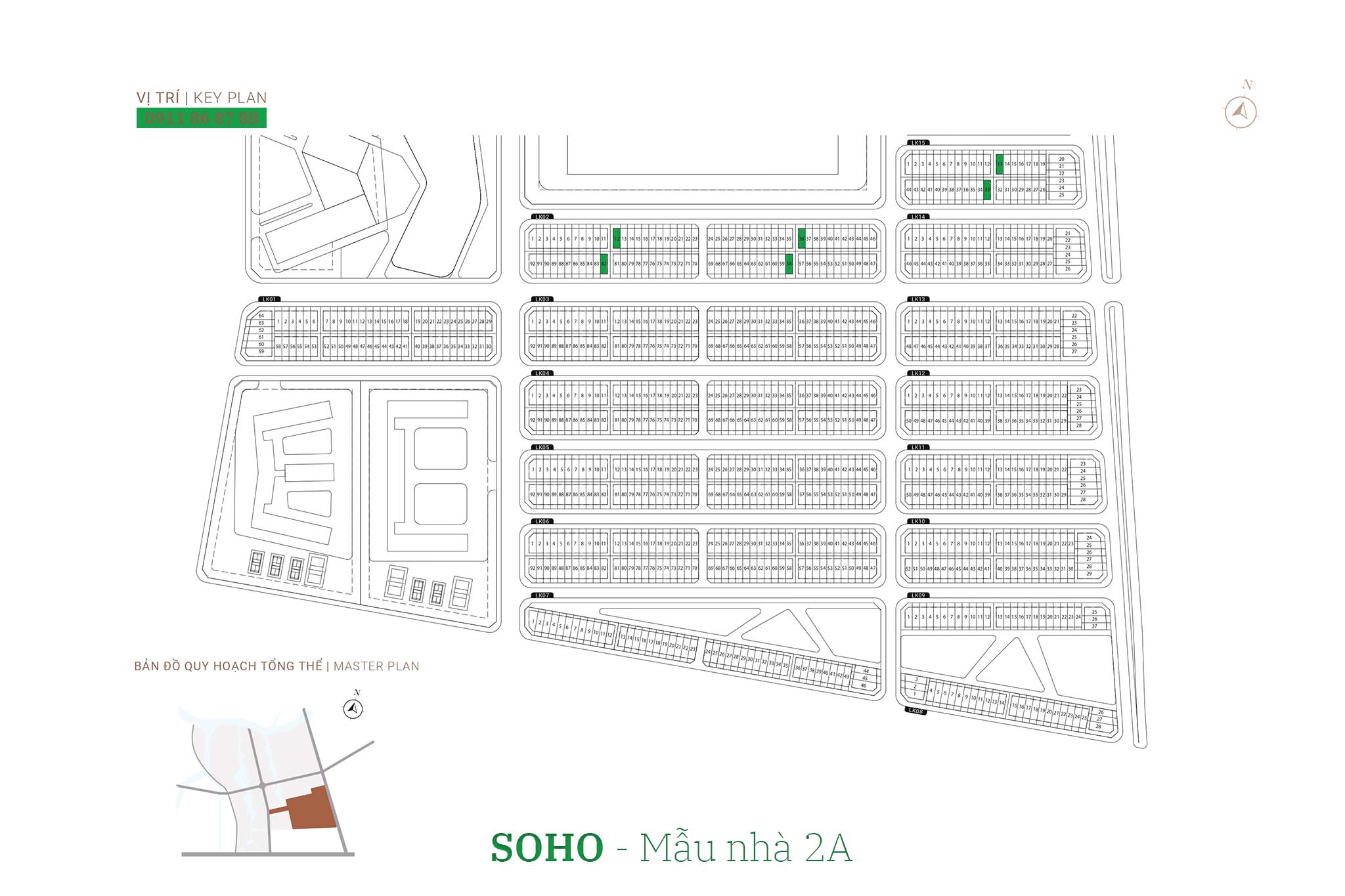 Nhà phố The Global City | Mặt bằng thiết kế nhà phố SOHO - Mẫu nhà 2A