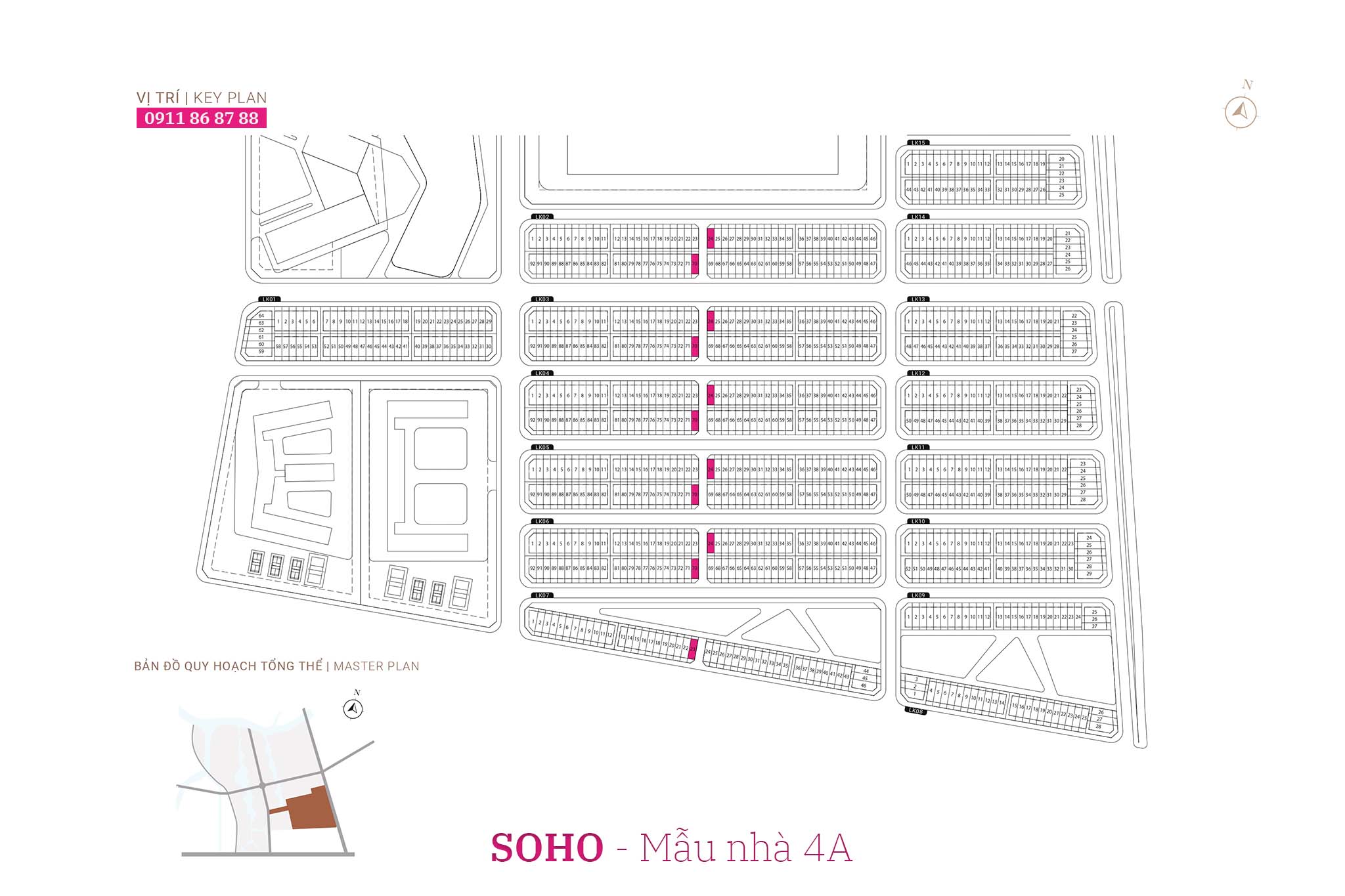 Nhà phố The Global City | Mặt bằng thiết kế nhà phố SOHO - Mẫu nhà 4A